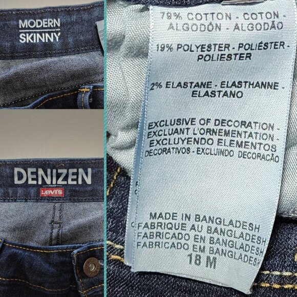 Levi's Denizen Dark Wash Stretch Denim Mid Rise Modern Skinny Jeans - Picture 5 of 5